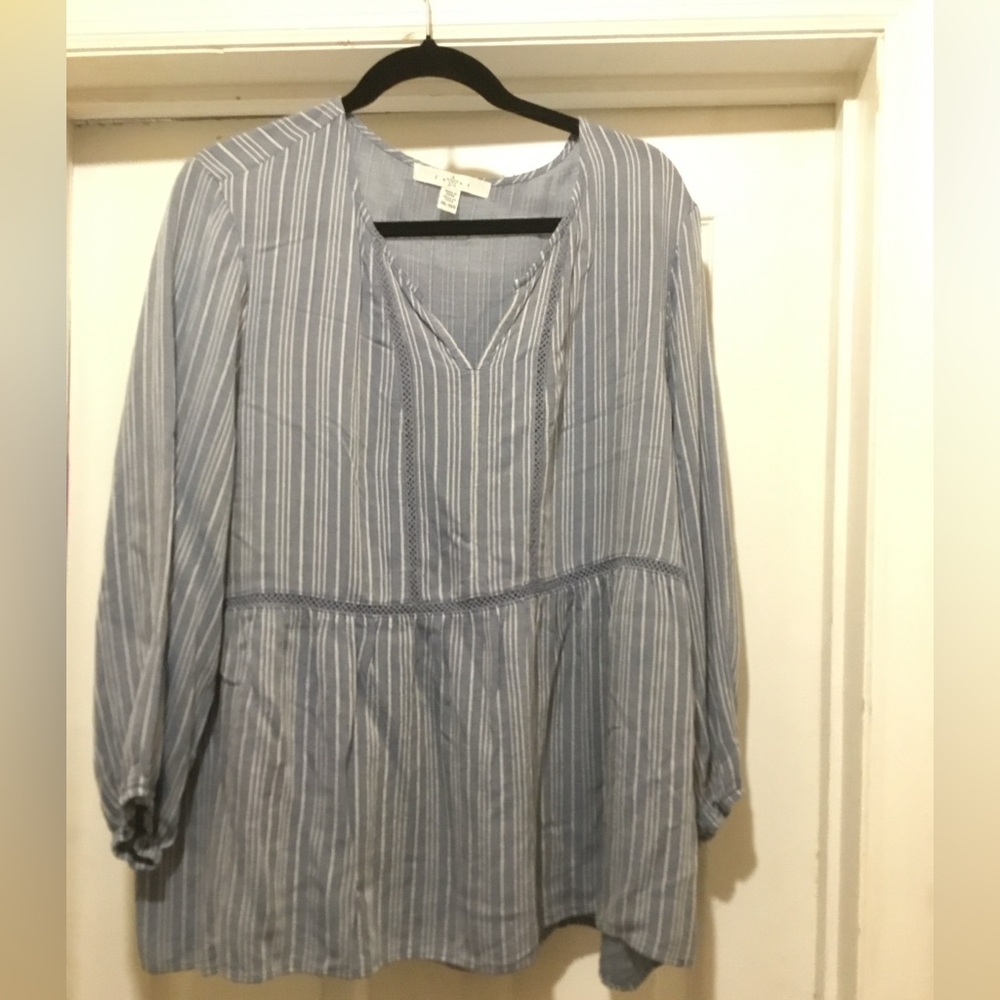 Fever Blue and White Striped Top